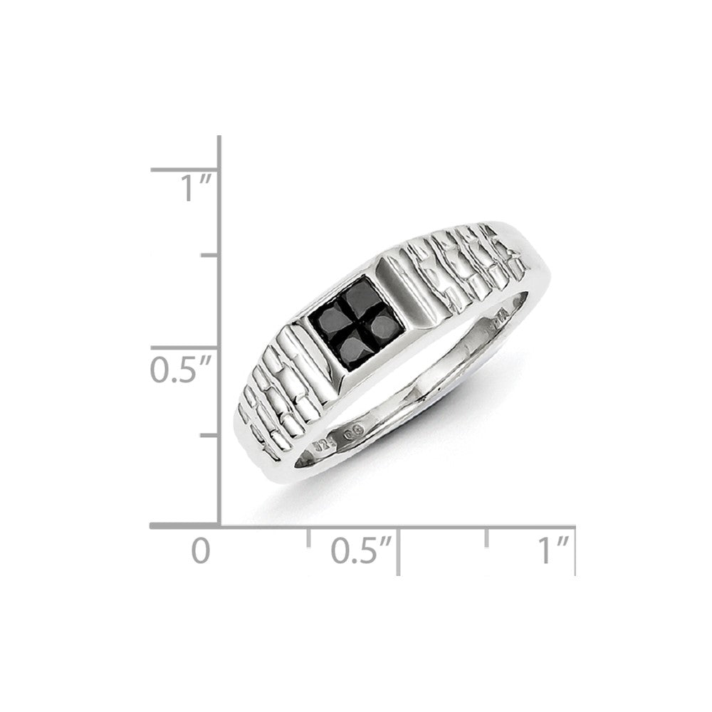 Sterling Silver Composite Black Diamond Mens Ring