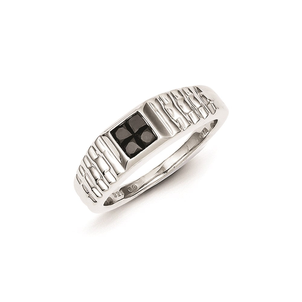 Sterling Silver Composite Black Diamond Mens Ring
