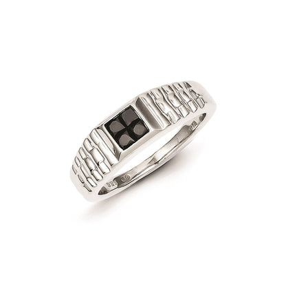 Sterling Silver Composite Black Diamond Mens Ring