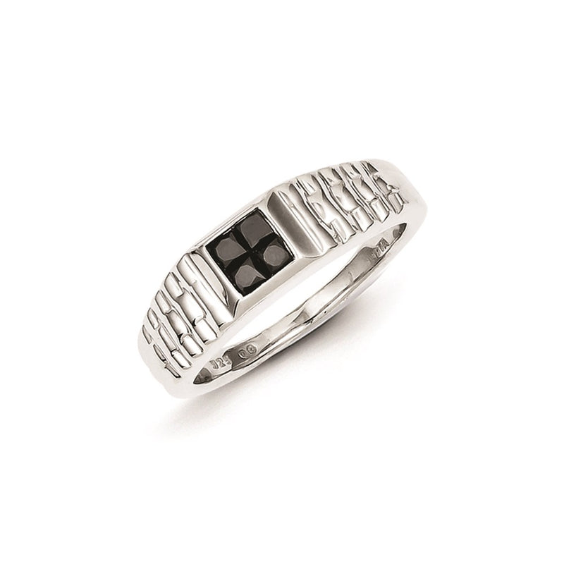 Sterling Silver Composite Black Diamond Mens Ring