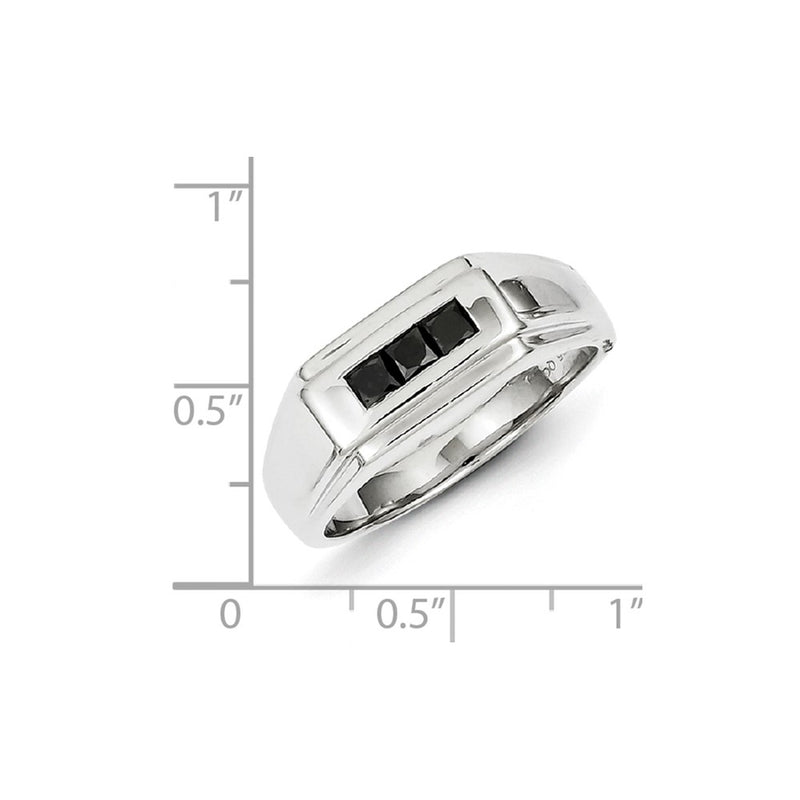 Sterling Silver Black Diamond Men's Ring