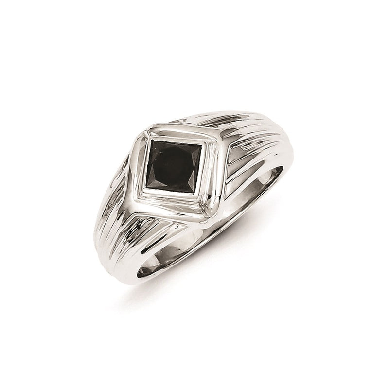 Sterling Silver Black Diamond Mens Ring