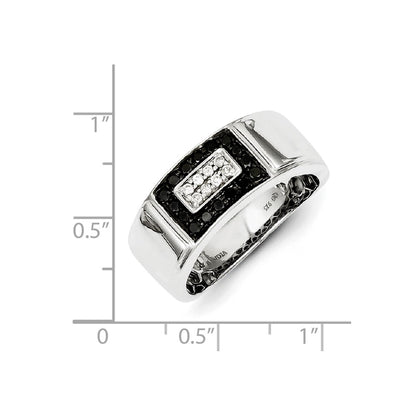Sterling Silver Black & White Diamond Men's Ring