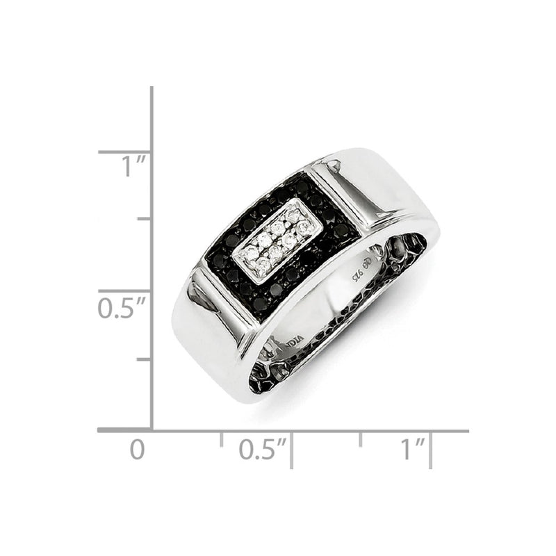Sterling Silver Black & White Diamond Men's Ring