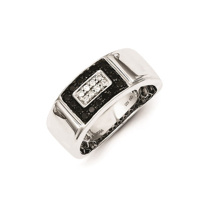 Sterling Silver Black & White Diamond Men's Ring