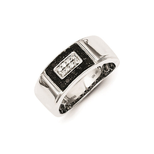 Sterling Silver Black & White Diamond Men's Ring