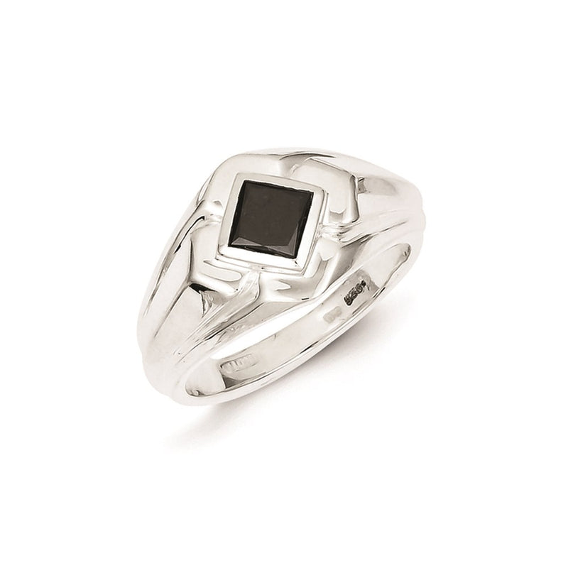 Sterling Silver Black Diamond Mens Ring