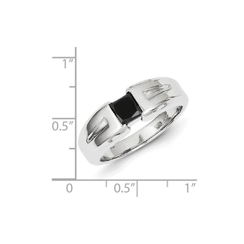 Sterling Silver Black Diamond Mens Ring