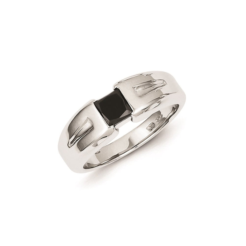 Sterling Silver Black Diamond Mens Ring