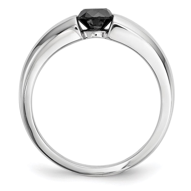 Sterling Silver Round Black Diamond Mens Ring