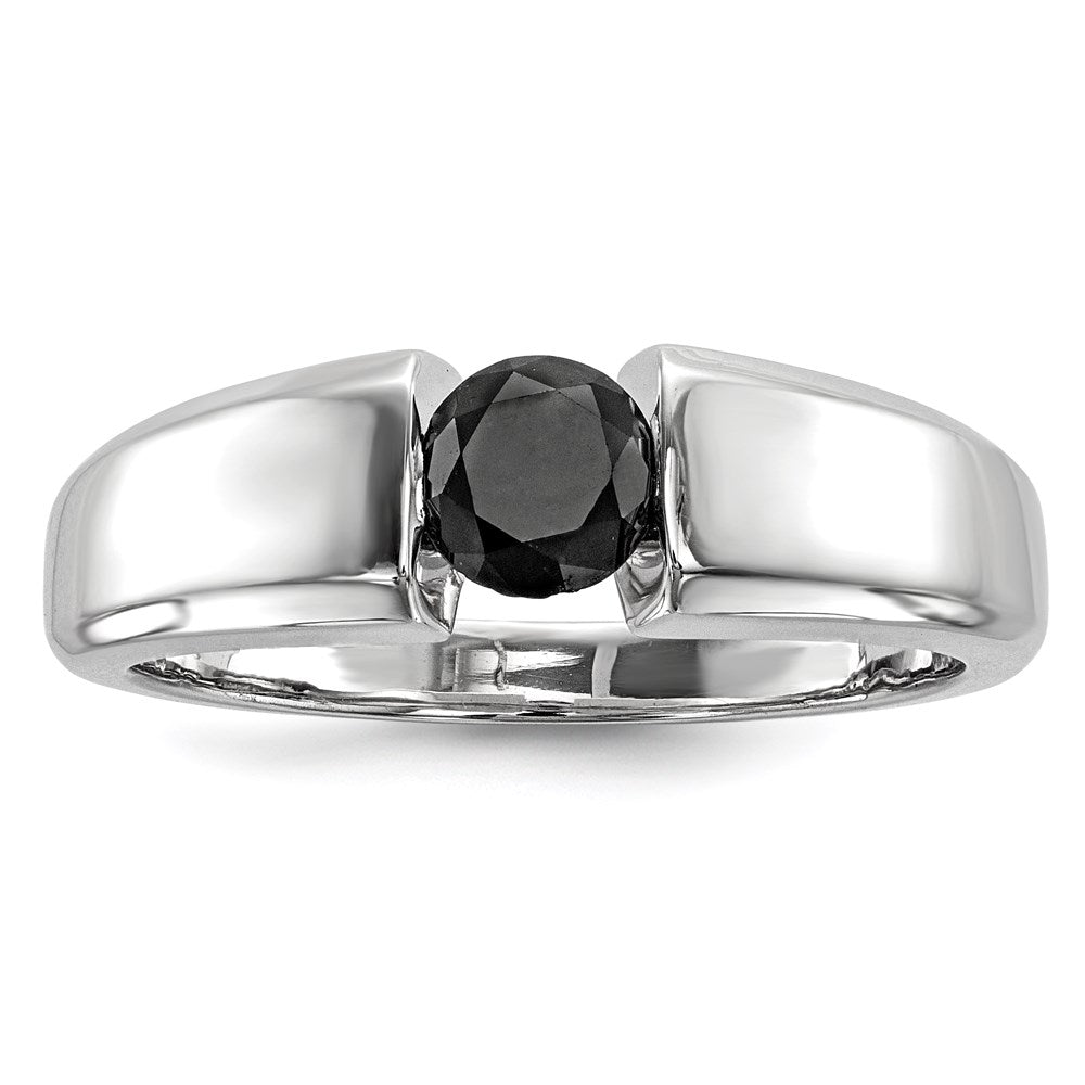 Sterling Silver Round Black Diamond Mens Ring