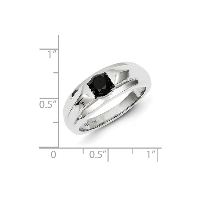 Sterling Silver Black Round Diamond Mens Ring