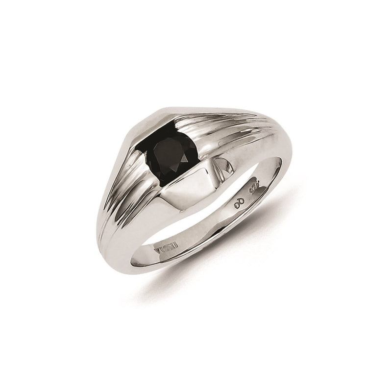 Sterling Silver Black Diamond Mens Ring