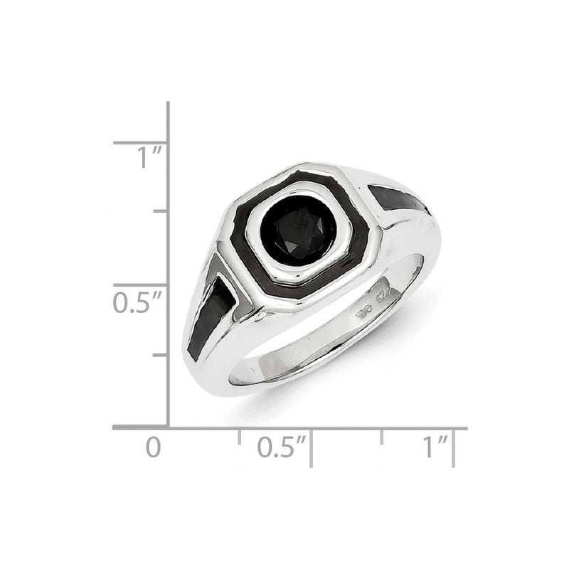 Sterling Silver Black Rhodium Black Diamond Mens Ring