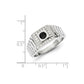 Sterling Silver Black and White Diamond Square Men's Ring