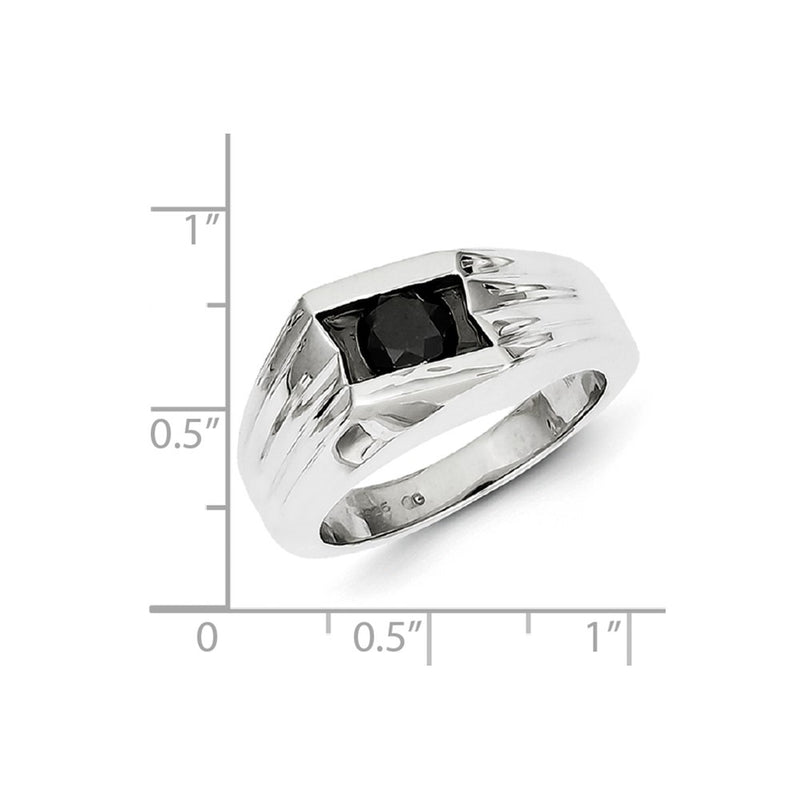 Sterling Silver Black Rhodium Black Diamond Mens Ring
