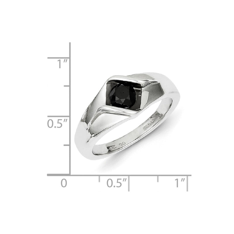 Sterling Silver Black Diamond Mens Ring