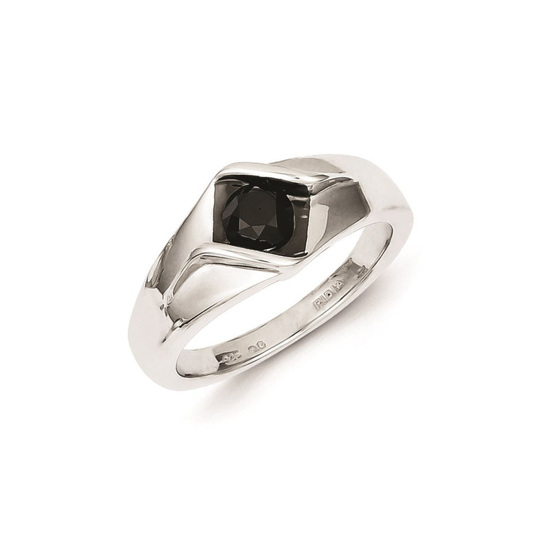 Sterling Silver Black Diamond Mens Ring