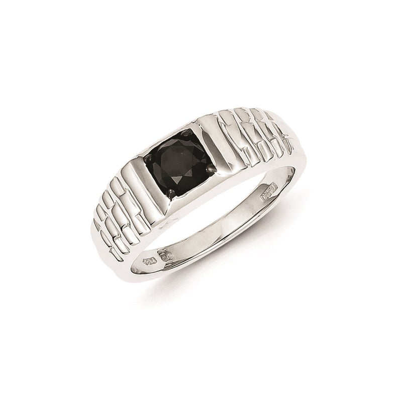 Sterling Silver Black Diamond Mens Ring