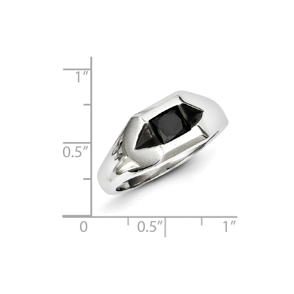 Sterling Silver Black Rhodium And Black Diamond Mens Ring