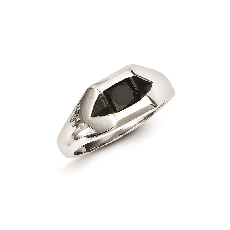 Sterling Silver Black Rhodium And Black Diamond Mens Ring