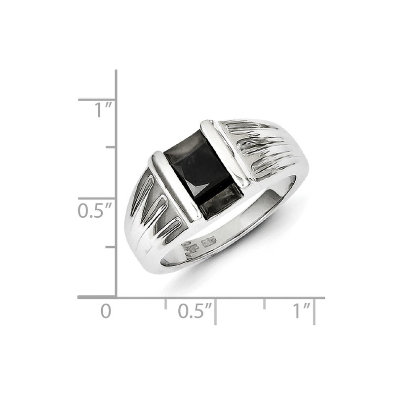 Sterling Silver Black Rhodium Black Diamond Mens Ring