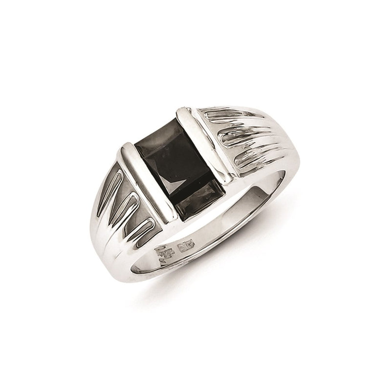 Sterling Silver Black Rhodium Black Diamond Mens Ring