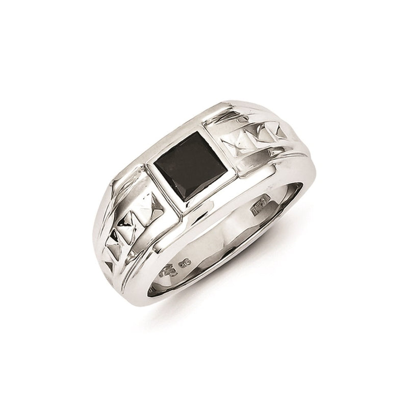 Sterling Silver Black Diamond Mens Ring