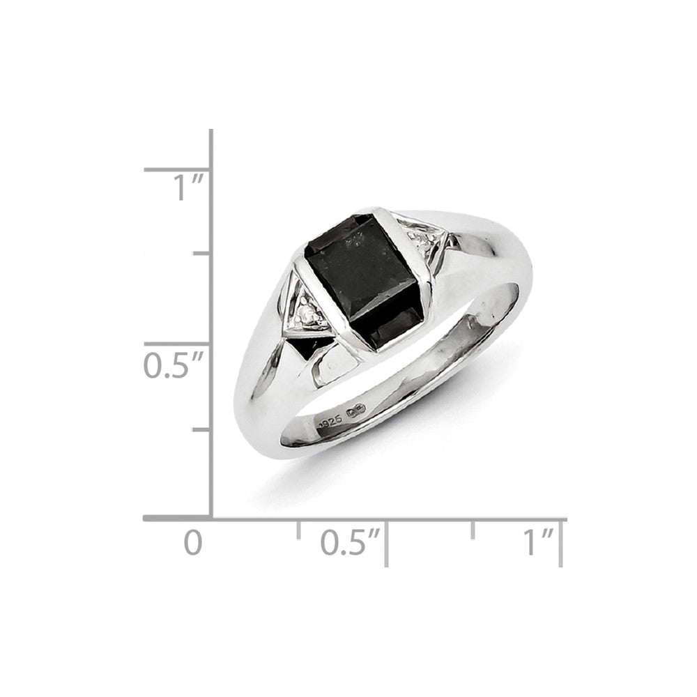 Sterling Silver Black & White Diamond Mens Ring