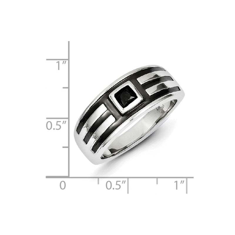 Sterling Silver Black & Black Rhodium Diamond Men's Ring