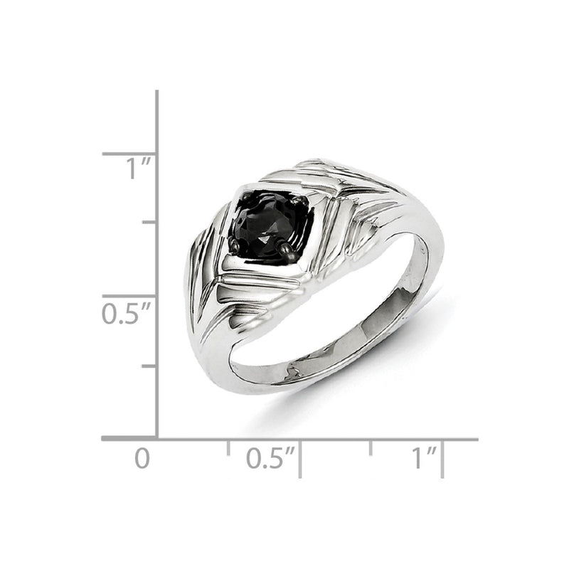 Sterling Silver Black Round Diamond Mens Ring