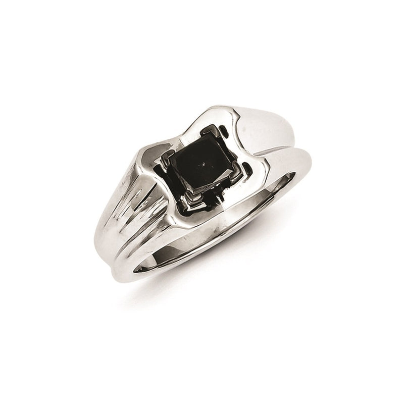 Sterling Silver Black Diamond Mens Ring
