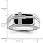 White Night Sterling Silver Rhodium-plated Diamond and Black Onyx Cross Men's Ring