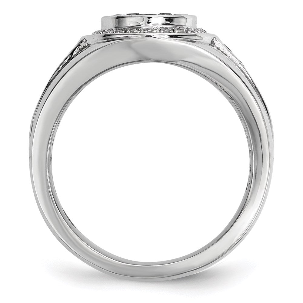 Sterling Silver White & Black Diamond Oval Men's Ring