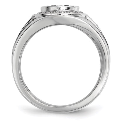 Sterling Silver White & Black Diamond Oval Men's Ring