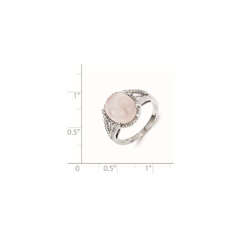 Sterling Silver Rose Quartz and Diamond Ring