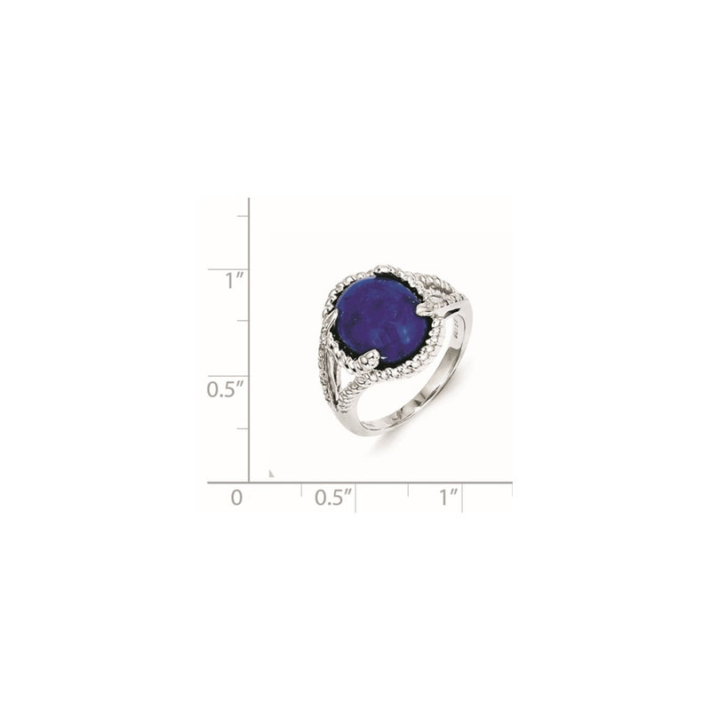 Sterling Silver Lapis and Diamond Ring