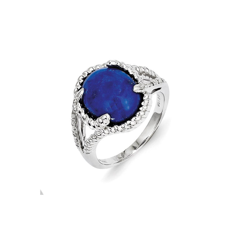 Sterling Silver Lapis and Diamond Ring