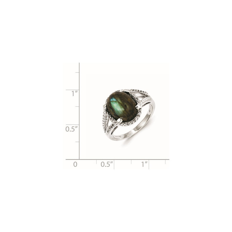 Sterling Silver Labradorite and Diamond Ring