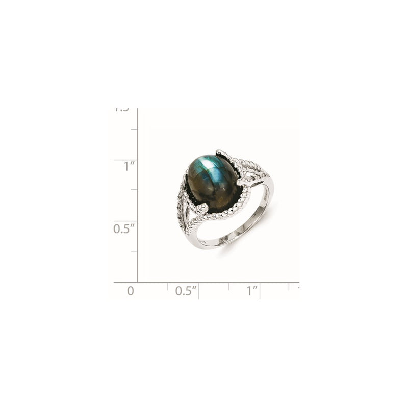 Sterling Silver Labradorite and Diamond Ring