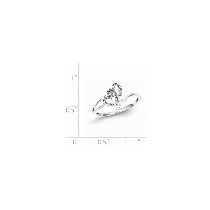 Sterling Silver Rhodium Plated Diamond Double Heart Promise Ring