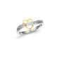 Sterling Silver 14k Plated Diamond Heart Ring