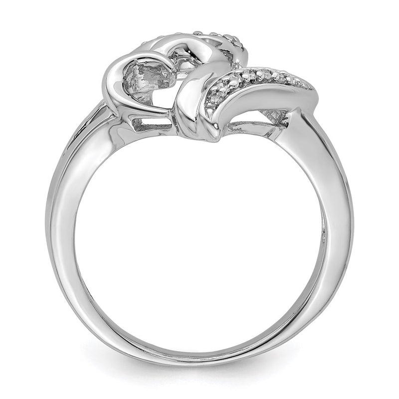 Sterling Silver Rhodium Diamond Heart Ring