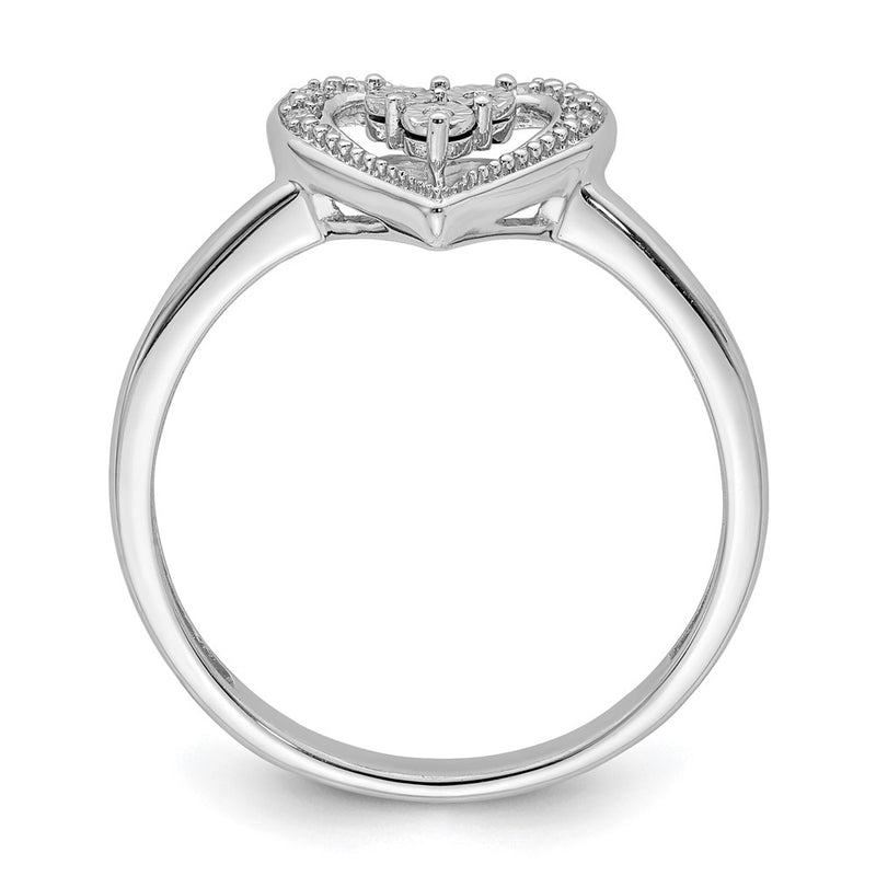 Sterling Silver Rhodium Diamond Heart Ring
