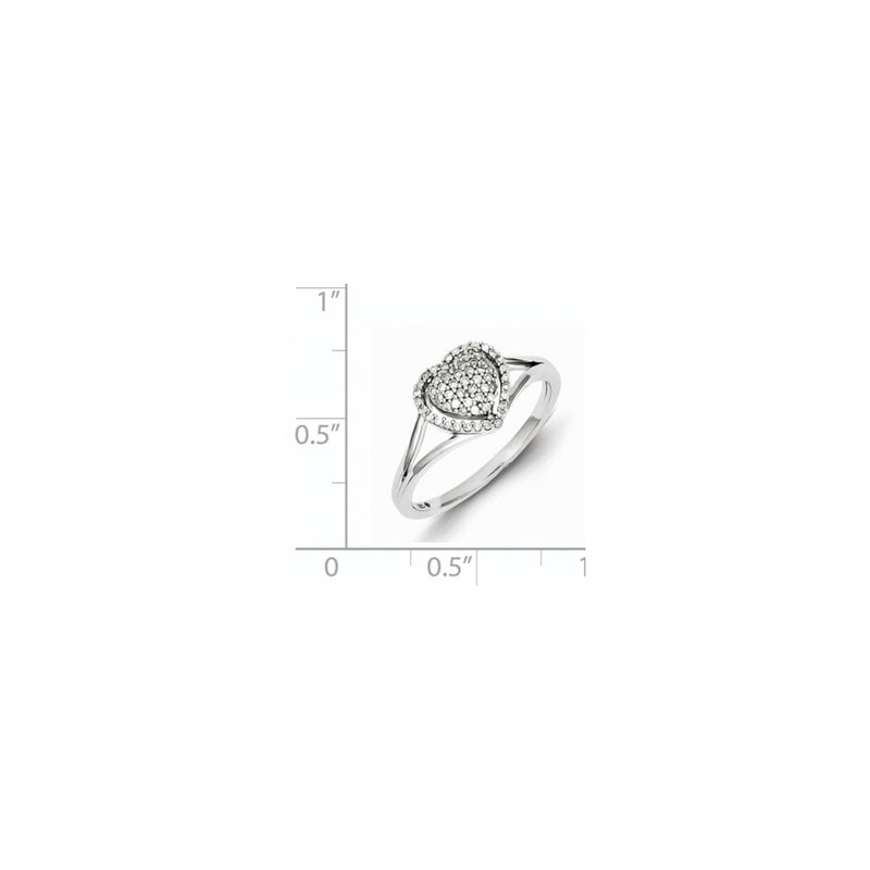 Sterling Silver Rhodium Plated Diamond Heart Ring