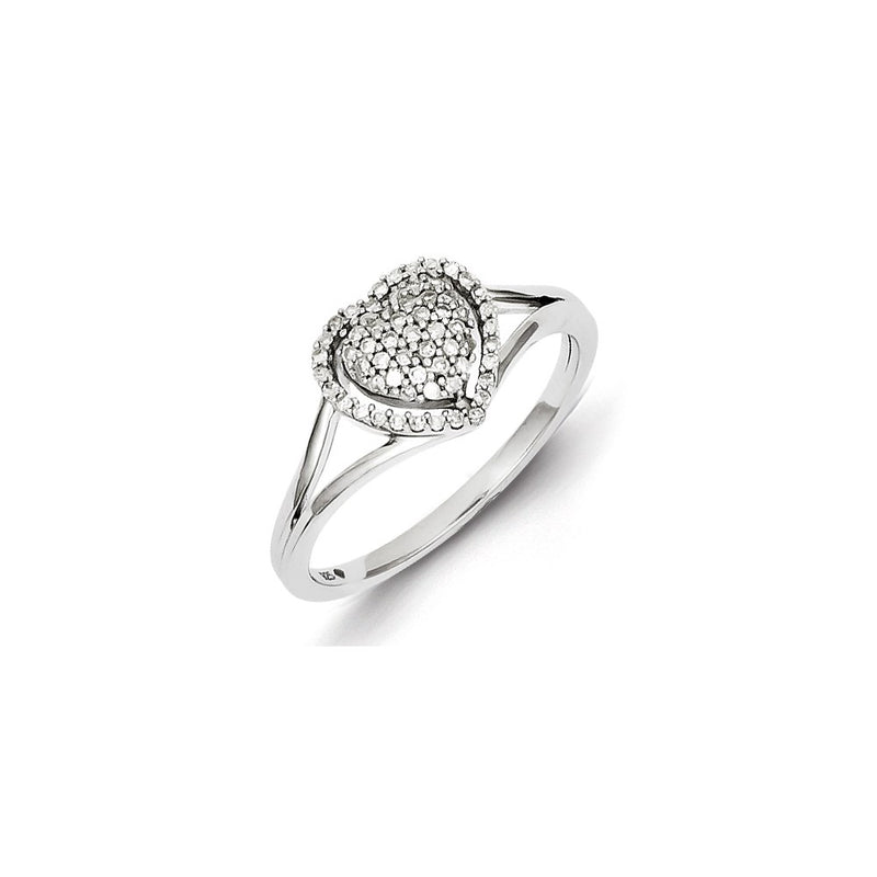 Sterling Silver Rhodium Plated Diamond Heart Ring