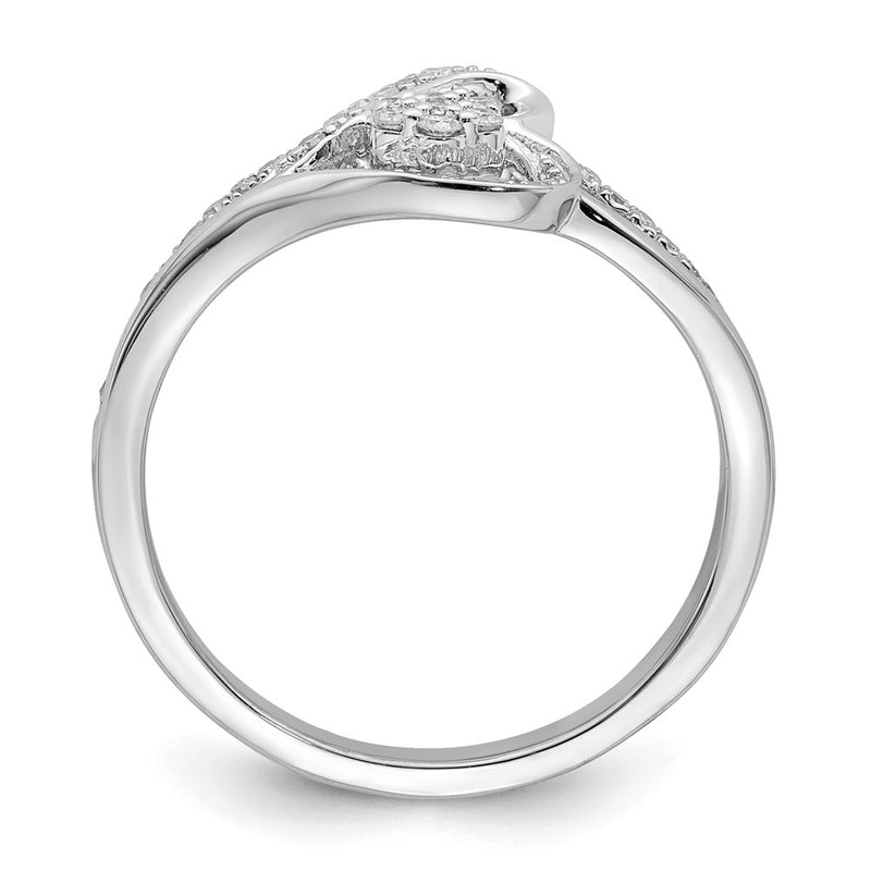 Sterling Silver Rhodium Plated Diamond Heart Ring