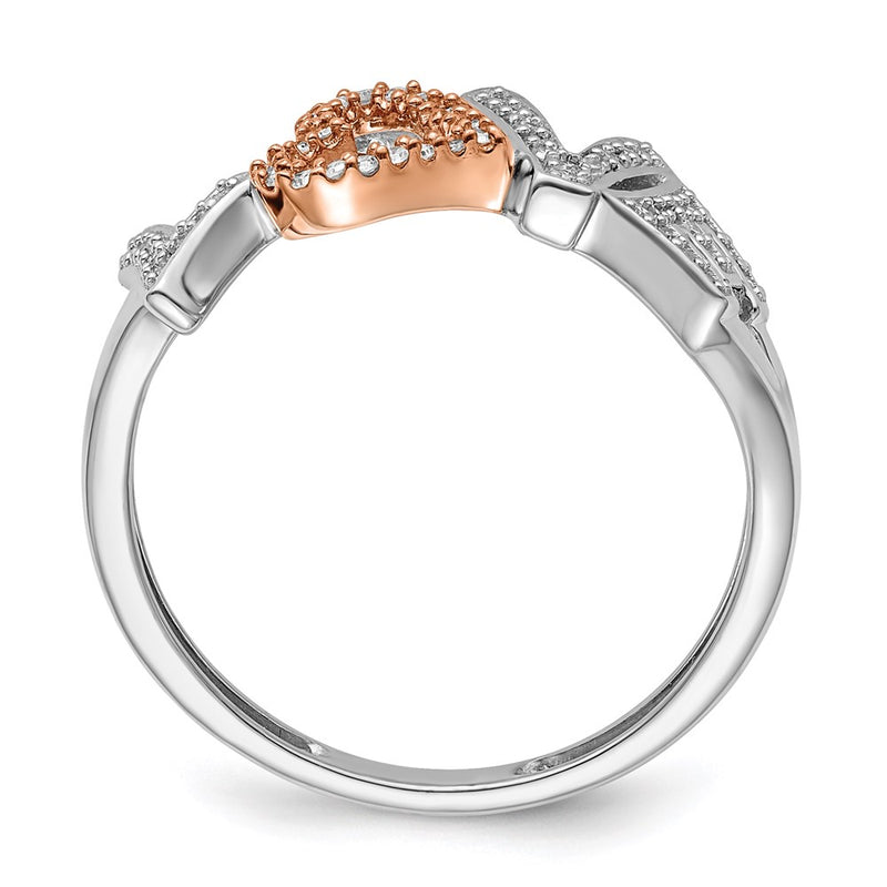 Sterling Silver RH Plated with 14k Rose Gold Plated Diamond LOVE Ring