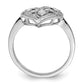 Sterling Silver Rhodium Diamond Open Heart Ring