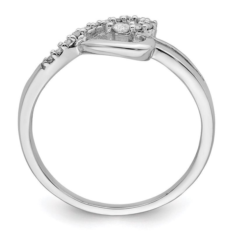 Sterling Silver Rhodium Diamond Heart Ring